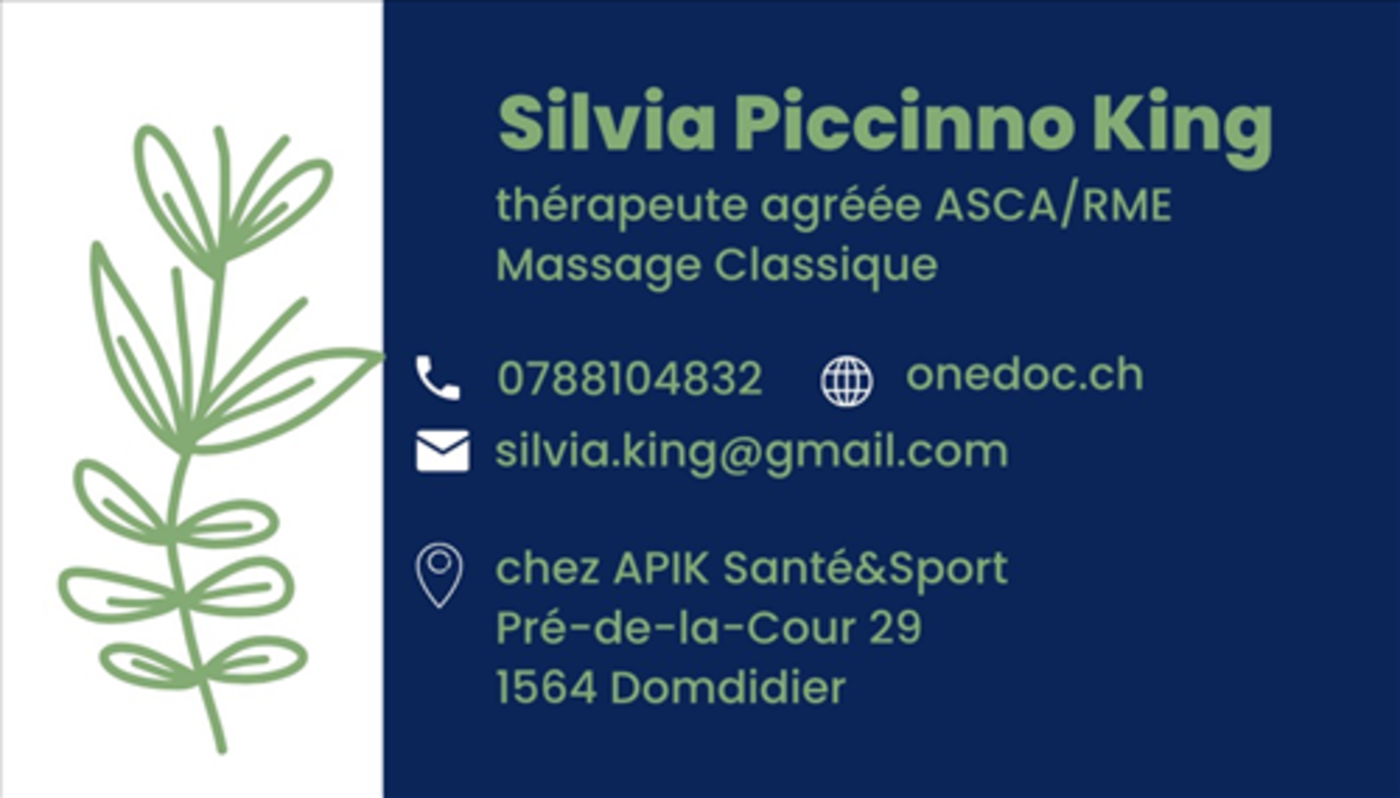 Silvia Piccinno King - Massage classique (thérapeute agréée ASCA/RME)